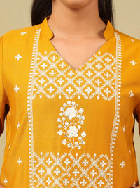 Mamicha Women Ethnic Motifs Embroidered Regular Thread Work Pure Cotton Kurta with Trousers & With Dupatta