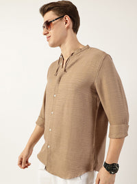 Thomas Scott Men Classic Mandarin Collar Solid Slim Fit Casual Shirt