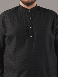 SOJANYA PLUS Plus Size Men Ethnic Motifs Embroidered Pure Cotton Kurta With Pyjamas