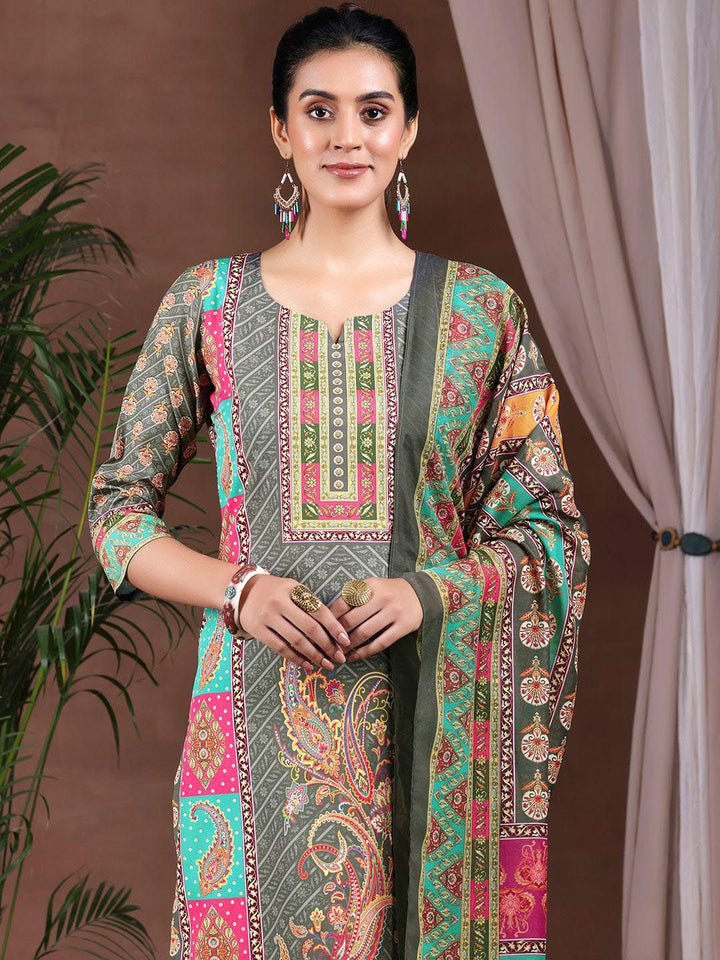 Libas Ethnic Motifs Printed Straight Kurta with Trousers & Dupatta