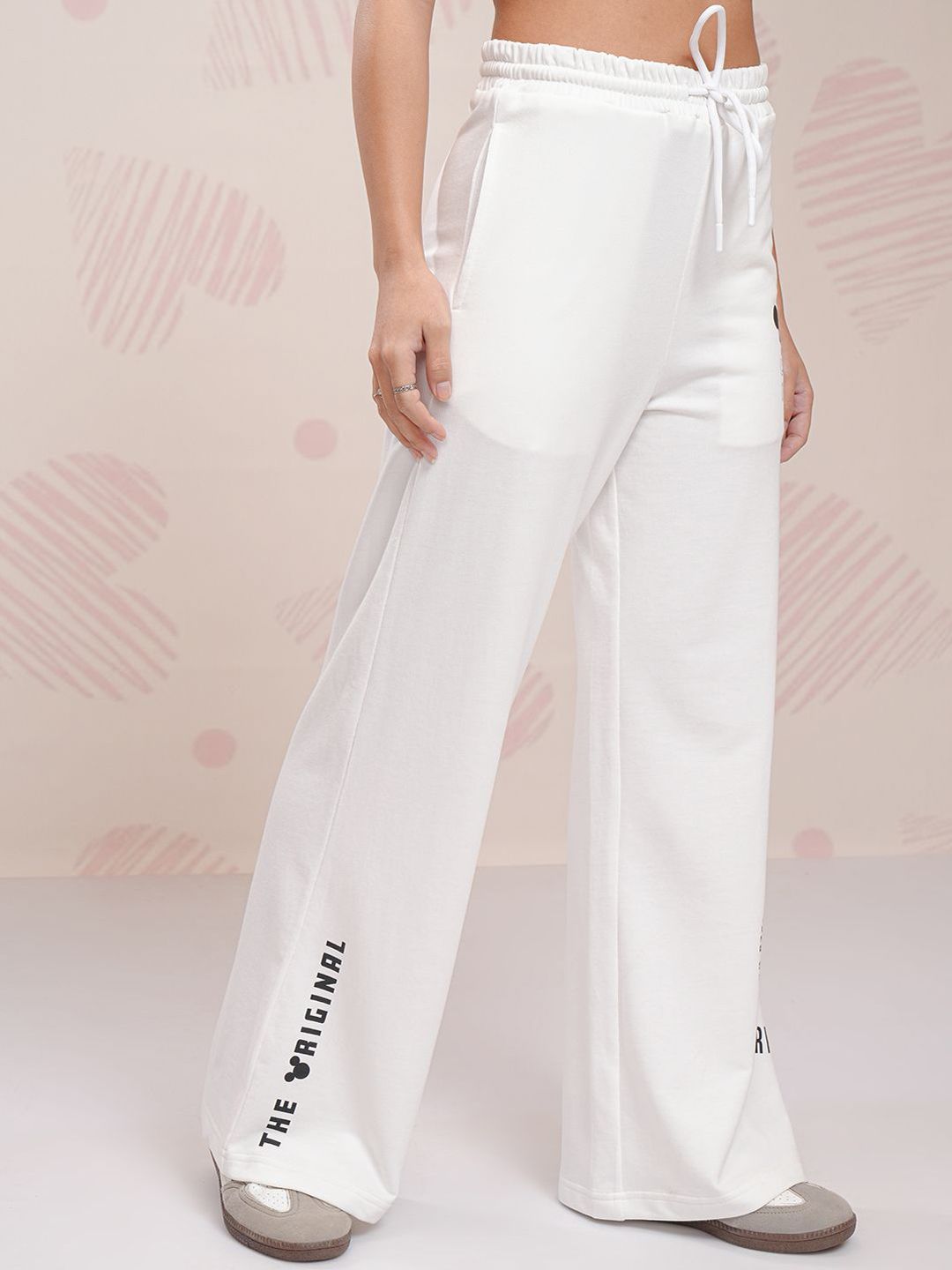 Tokyo Talkies Women Disney Mickey Mouse Printed Straight Fit High Rise Track Pants