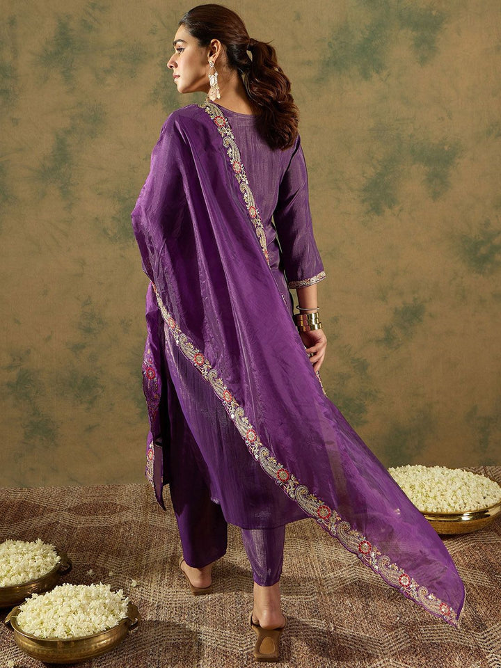 Indo Era Ethnic Motifs Embroidered Kurta With Trousers & Dupatta