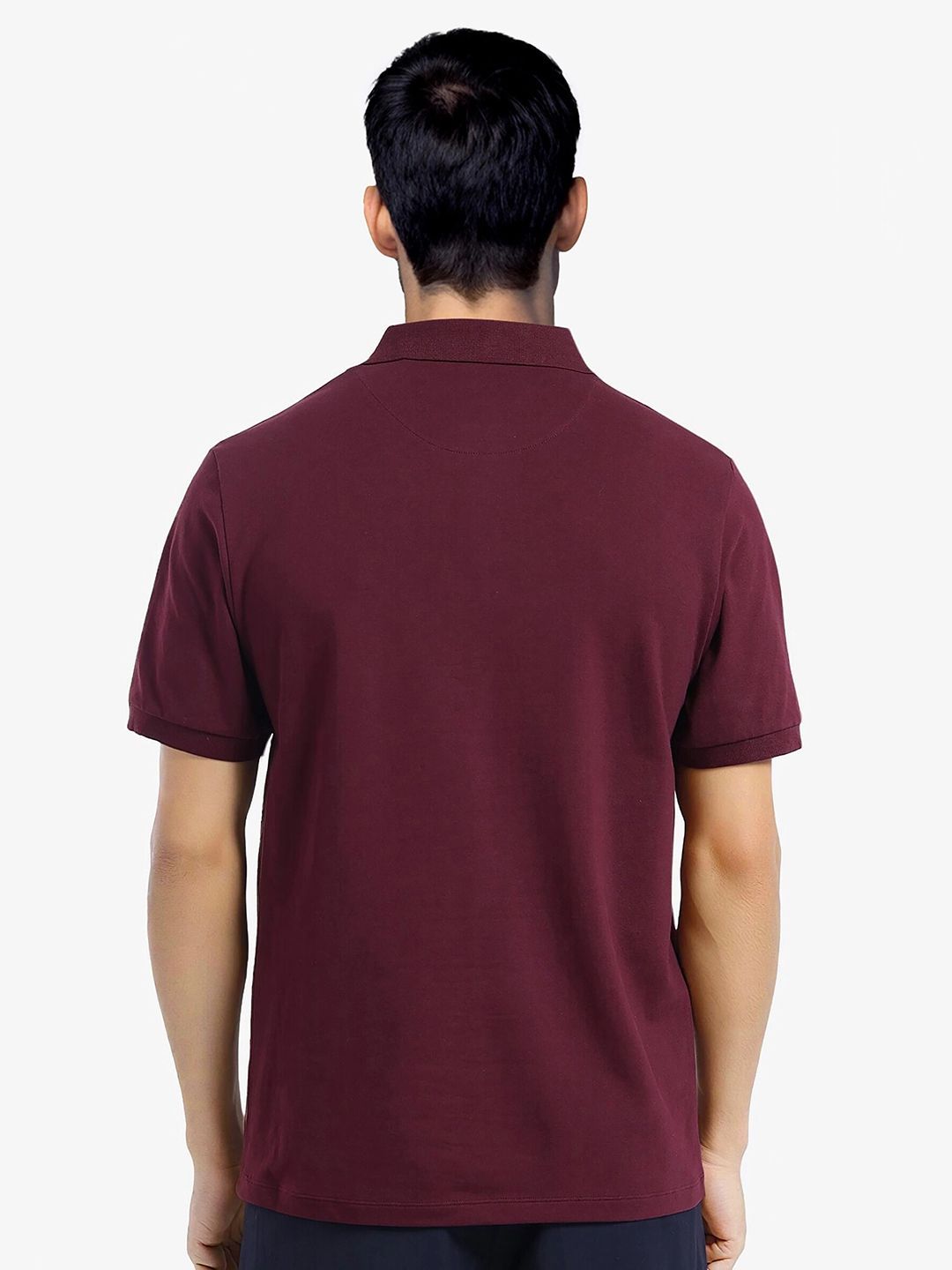RARE RABBIT Men Solid Polo Collar Cotton T-shirt