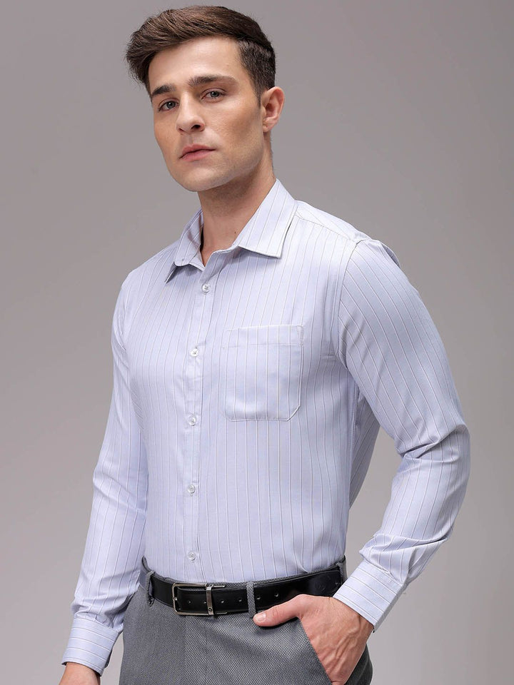 The Indian Garage Co. X Luxe Men Slim Fit Multi Stripes Opaque Striped Formal Shirt