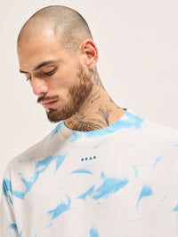 THE BEAR HOUSE Men Dyed Round Neck Cotton Oversized T-shirt