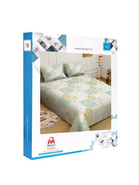 Myntra Elegant Homes Green Geometric 400 TC Bedsheet dengan 2 Sarung Bantal
