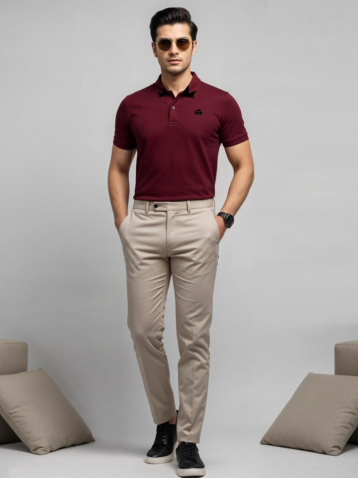 ADRO Men Maroon Cotton Tshirts