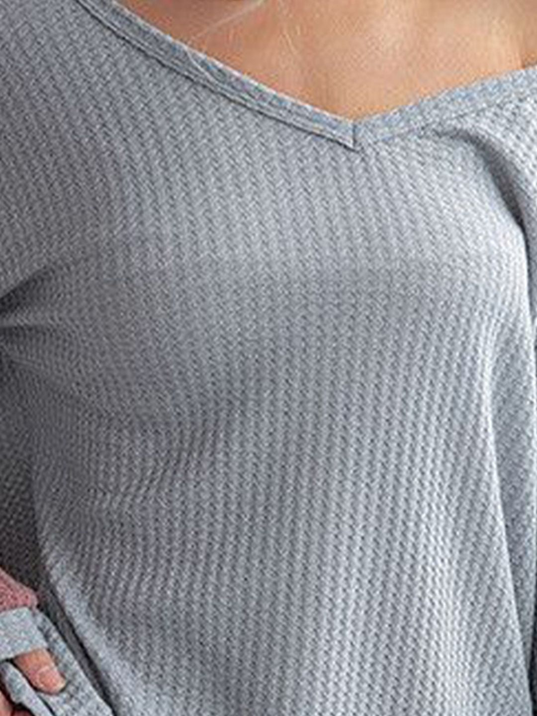DressBerry Women V-Neck Colourblocked Long Sleeves Top