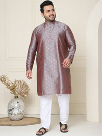SOJANYA PLUS Ethnic Motifs Band Collar Straight Kurta With Pyjamas