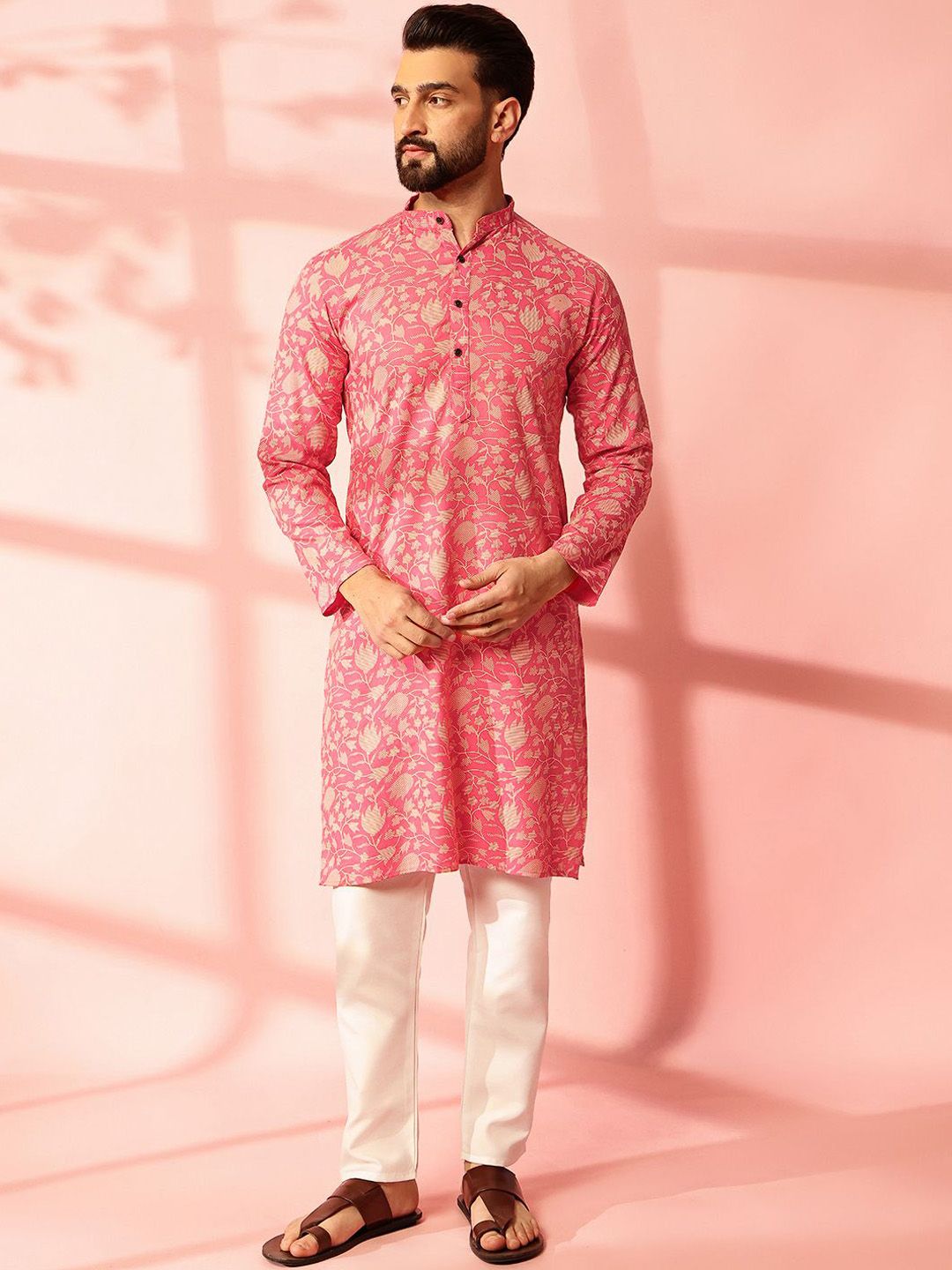 Anouk Men Floral Printed Regular Kurta with Pyjamas
