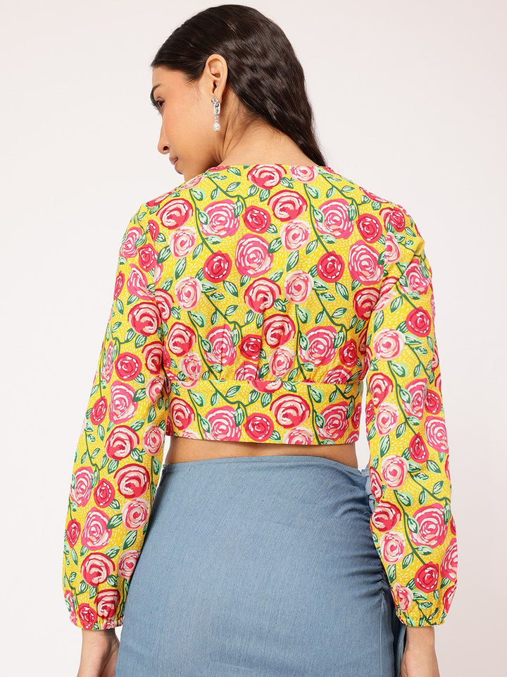 DressBerry Blush Blossom Floral Printed Empire Crop Top