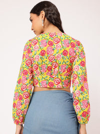 DressBerry Blush Blossom Floral Printed Empire Crop Top