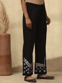 Rumah Wanita Chikankari Palazzo Bersulam Chikankari Kapas Hitam