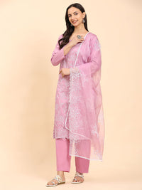 Mamicha Women Floral Embroidered Regular Pure Cotton Kurta with Palazzos & With Dupatta