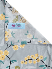 Myntra Elegant Homes Grey & Yellow Floral 300 TC King Cadar dengan 2 Sarung Bantal