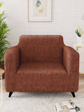 Story@home Brown Printed 1 Seater Stretchable Sofa Cover With Arms
