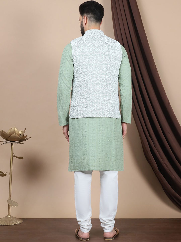 Kurta Kapas Tulen Anouk Bunga Bersulam Lurus dengan Churidar