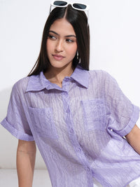 ESPYR By Tokyo Talkies Women Violet Solid Relaxed Fit Shirt