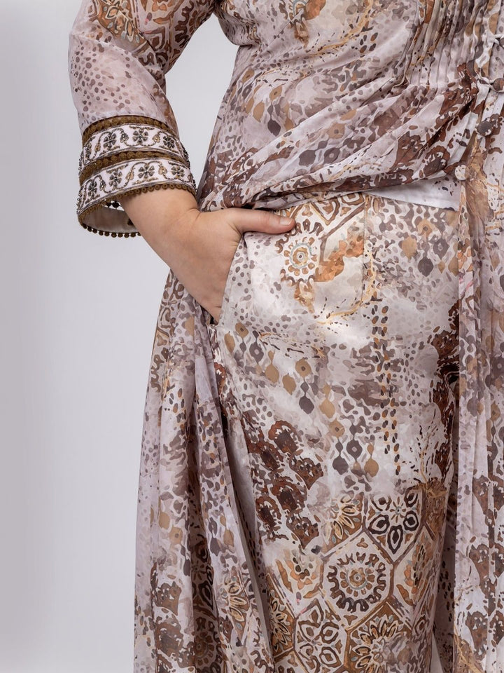 Mamicha Retro Printed Shoulder Straps Top & Trousers Co-Ords