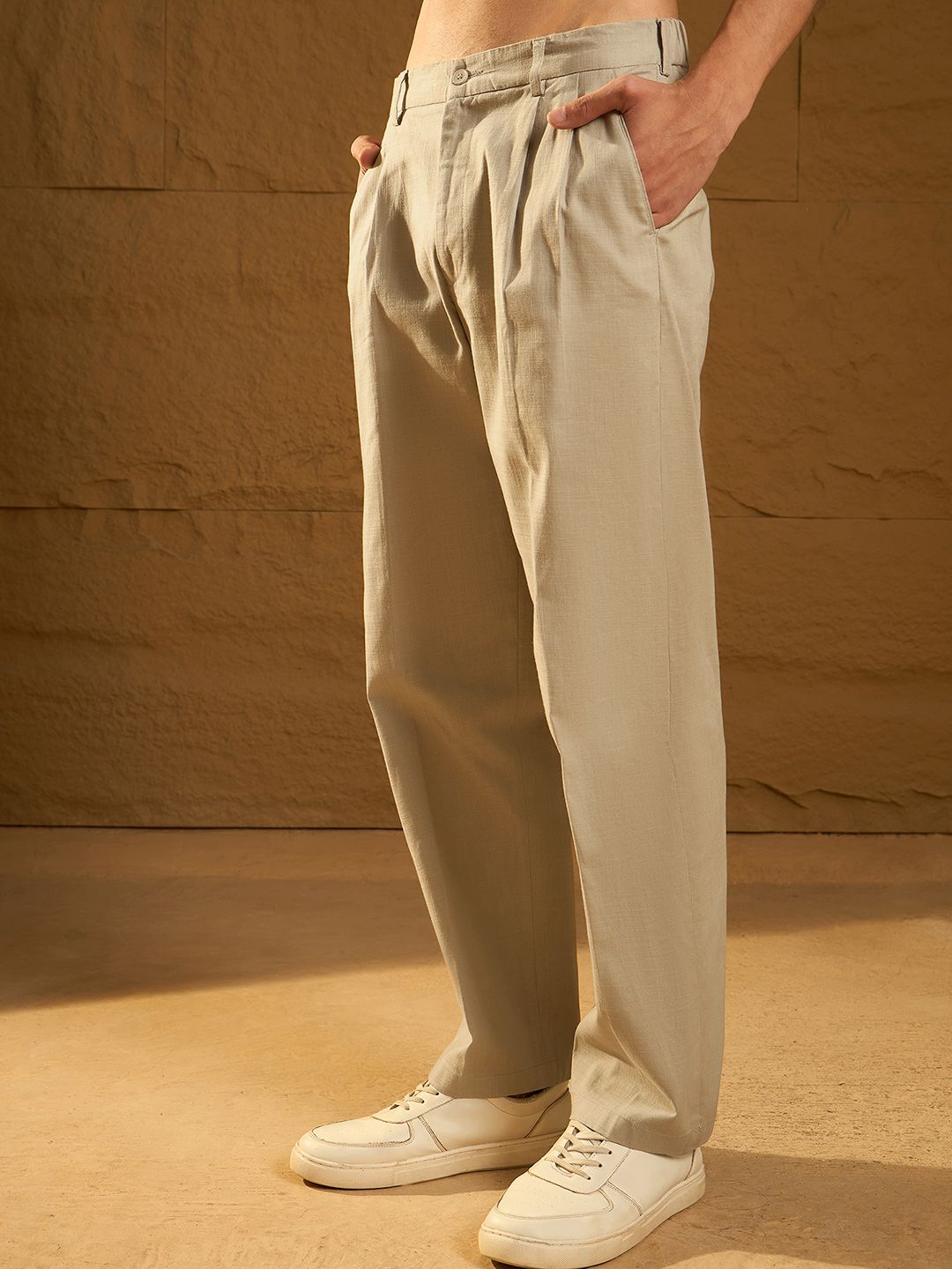 DENNISON Textured Double Pleated Korean Baggy Fit Trouser