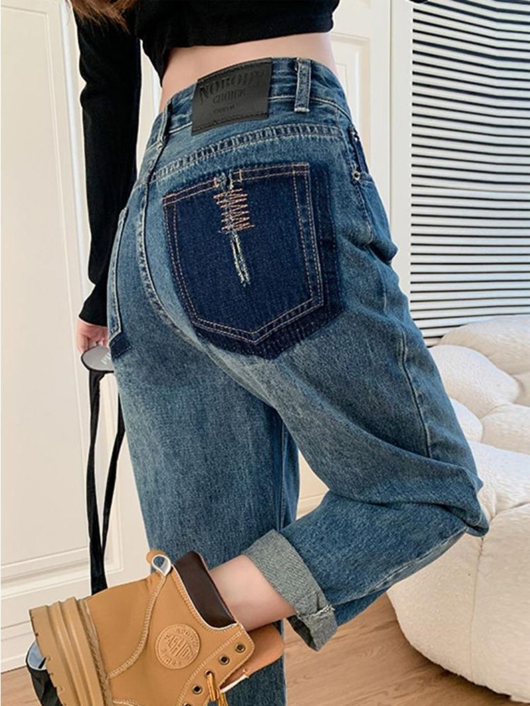 DressBerry Women Wide Leg High-Rise Light Fade Jeans