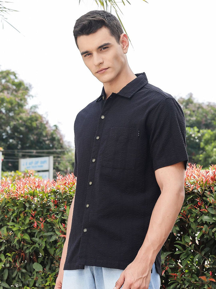 Thomas Scott Men's Premium Seersucker Cotton Casual Shirt