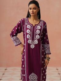 Rumah Wanita Chikankari Sulam Kurta Sutera Chanderi Chikankari