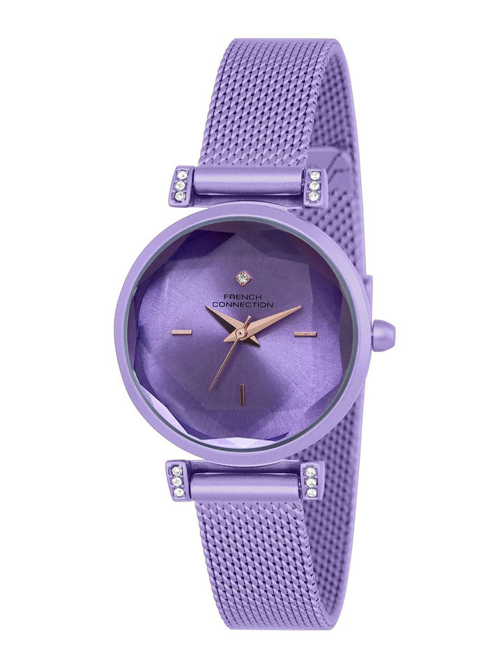 French Connection Women Embellished Dial & Stainless Steel Bracelet Style Straps Analogue Watch FCU5LM