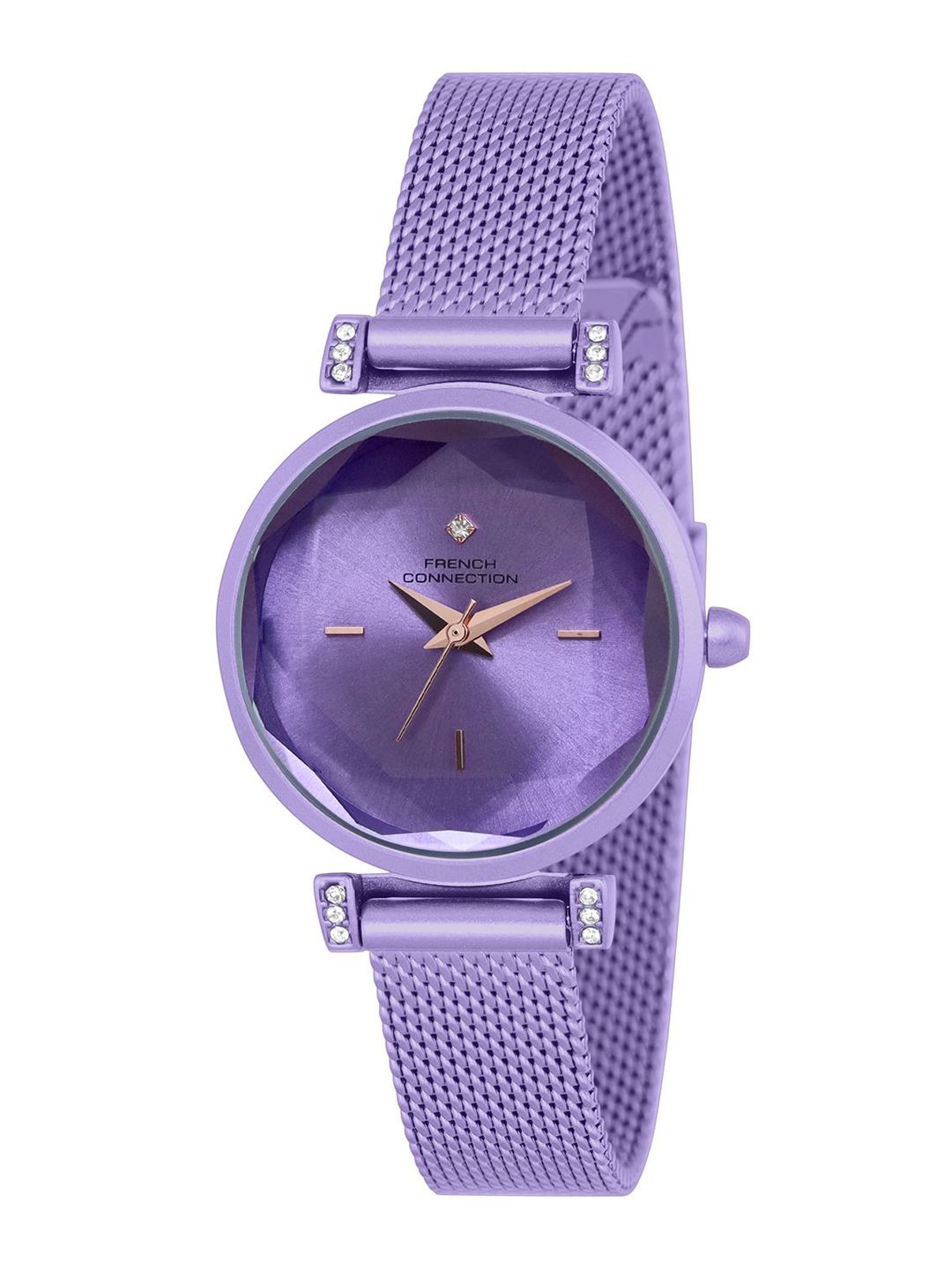 French Connection Women Embellished Dial & Stainless Steel Bracelet Style Straps Analogue Watch FCU5LM