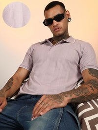 Campus Sutra Men Self Design Polo Collar Cotton T-shirt