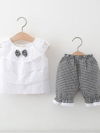 YK Girls Self Design Top With Trousers