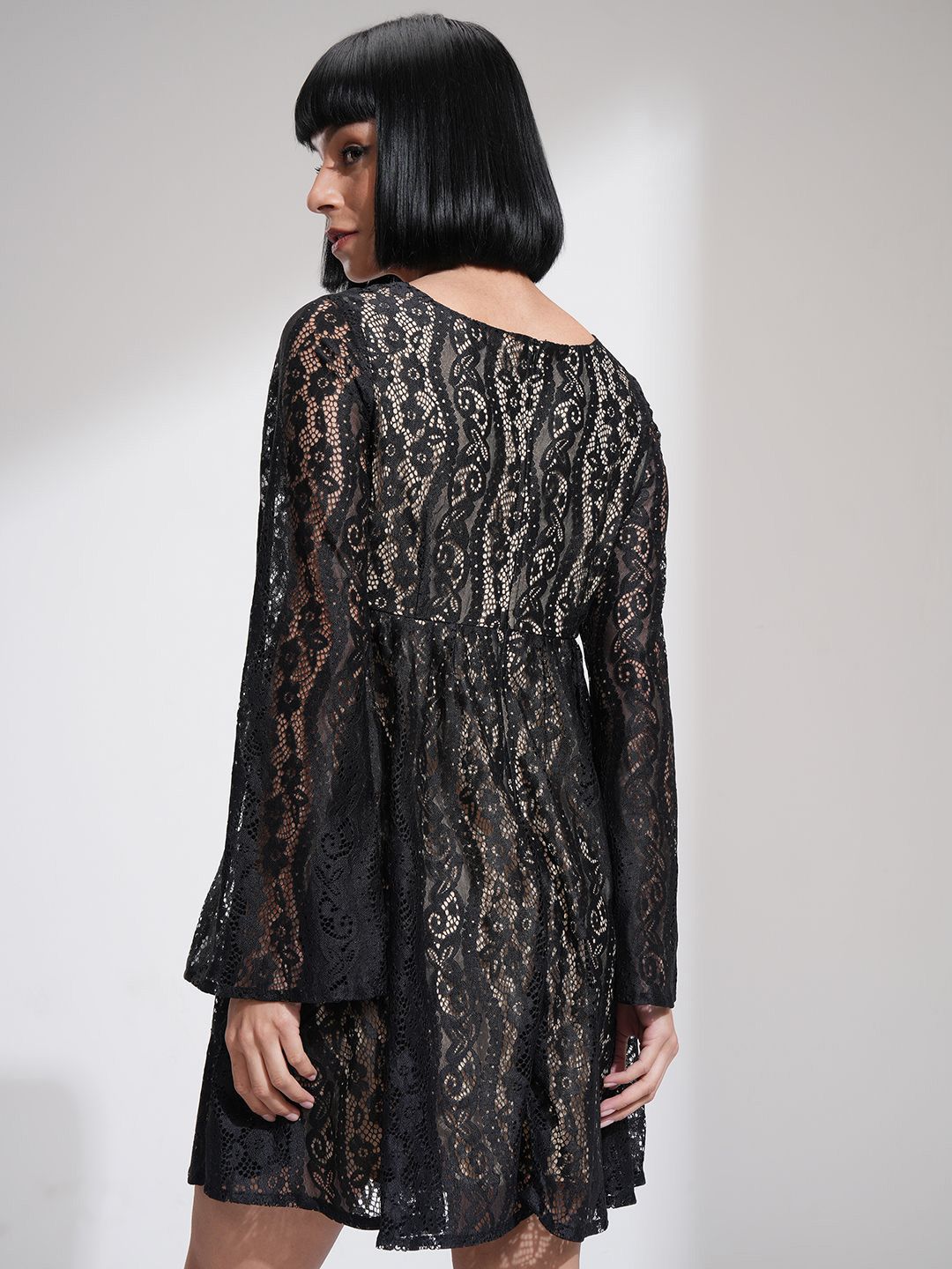 Tokyo Talkies Women Lace Fit Flare Mini Dress