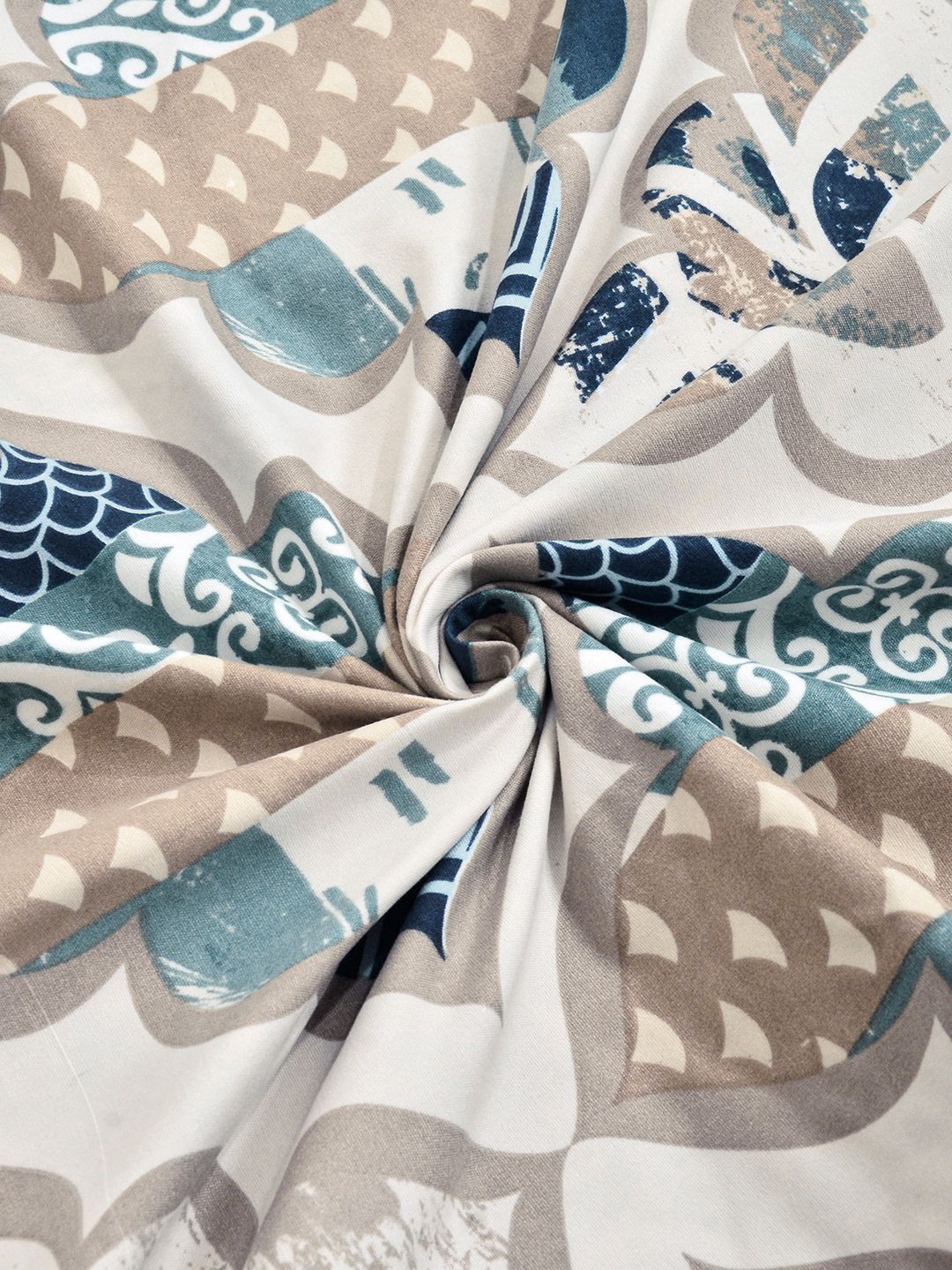 KLOTTHE Cream Geometric  300 TC King  Bedsheets