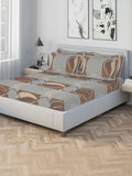 KLOTTHE Kelabu & Coklat Geometrik 300 TC Cadar Tempat Tidur King dengan 4 Sarung Bantal