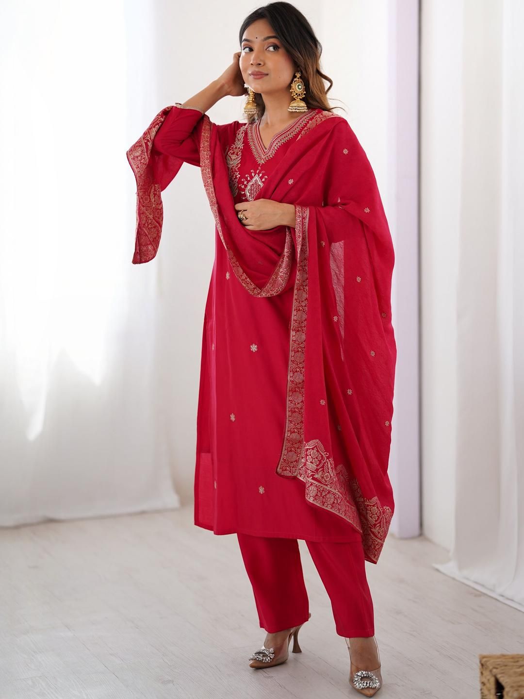KALINI Women Embroidered A-Line Kurta Set