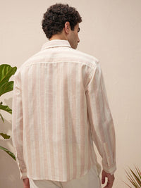 HIGHLANDER Striped Spread Collar Long Sleeves Relaxed Fit Casual Shirt