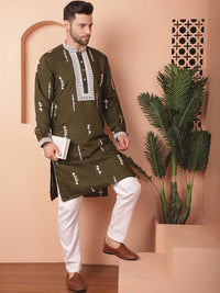 Jompers Ethnic Motifs Embroidered Regular Straight Kurta With Pyjamas