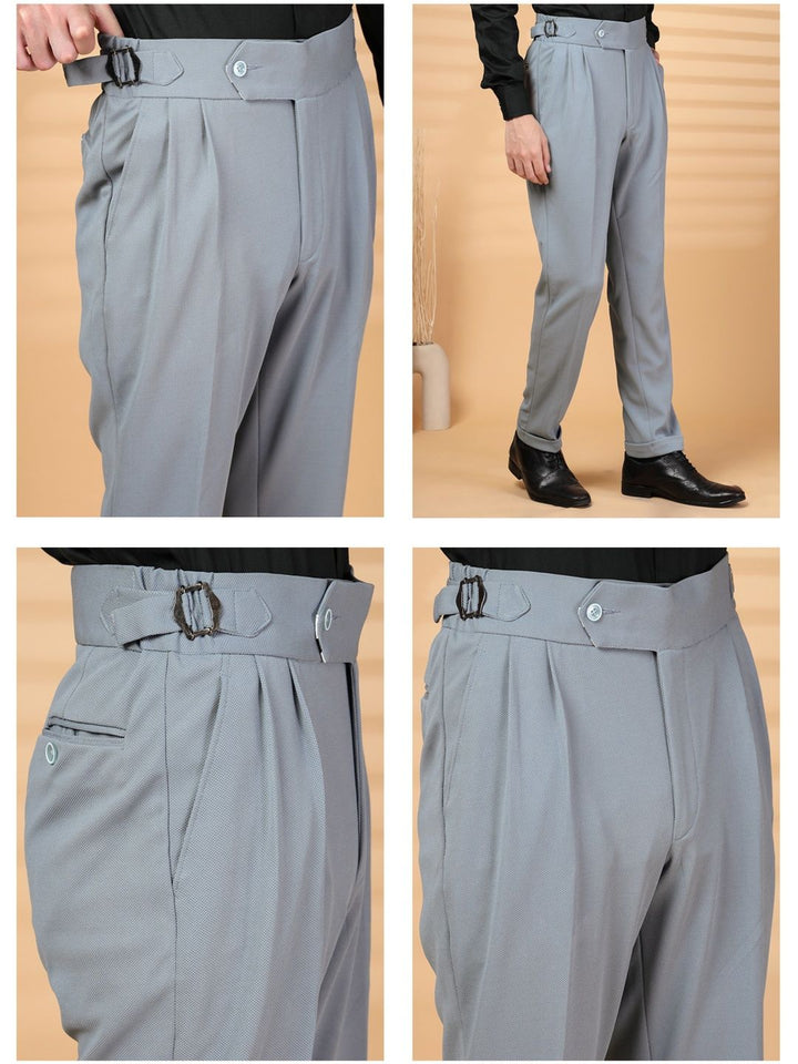 KLOTTHE Men Grey Lycra Formal Formal Trousers