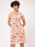 DressBerry Pretty in Pastel Floral Print Satin Finish Sheath Dress