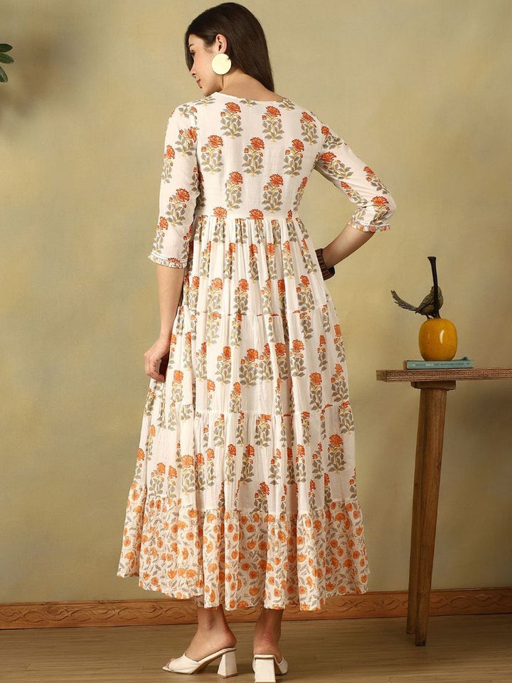 Mamicha Floral Print A-Line Midi Dress