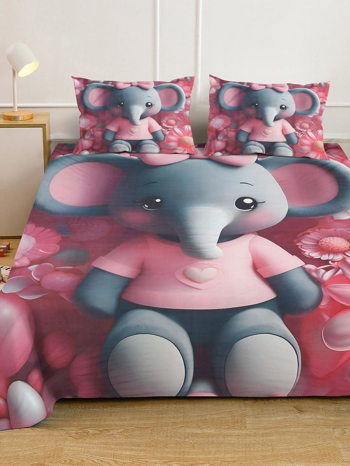 KLOTTHE Red Animal Printed 400 TC King Superfine Bedsheets
