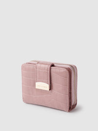 Lino Perros Women Dusty Pink Croc Textured Two Fold Wallet