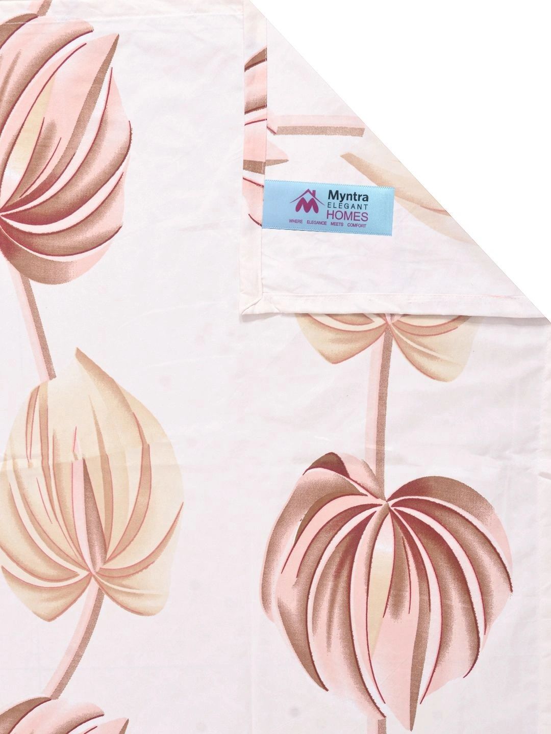 Myntra Elegant Homes Berwarna Krim & Bunga Merah Jambu Cadar King 300 TC dengan 2 Sarung Bantal