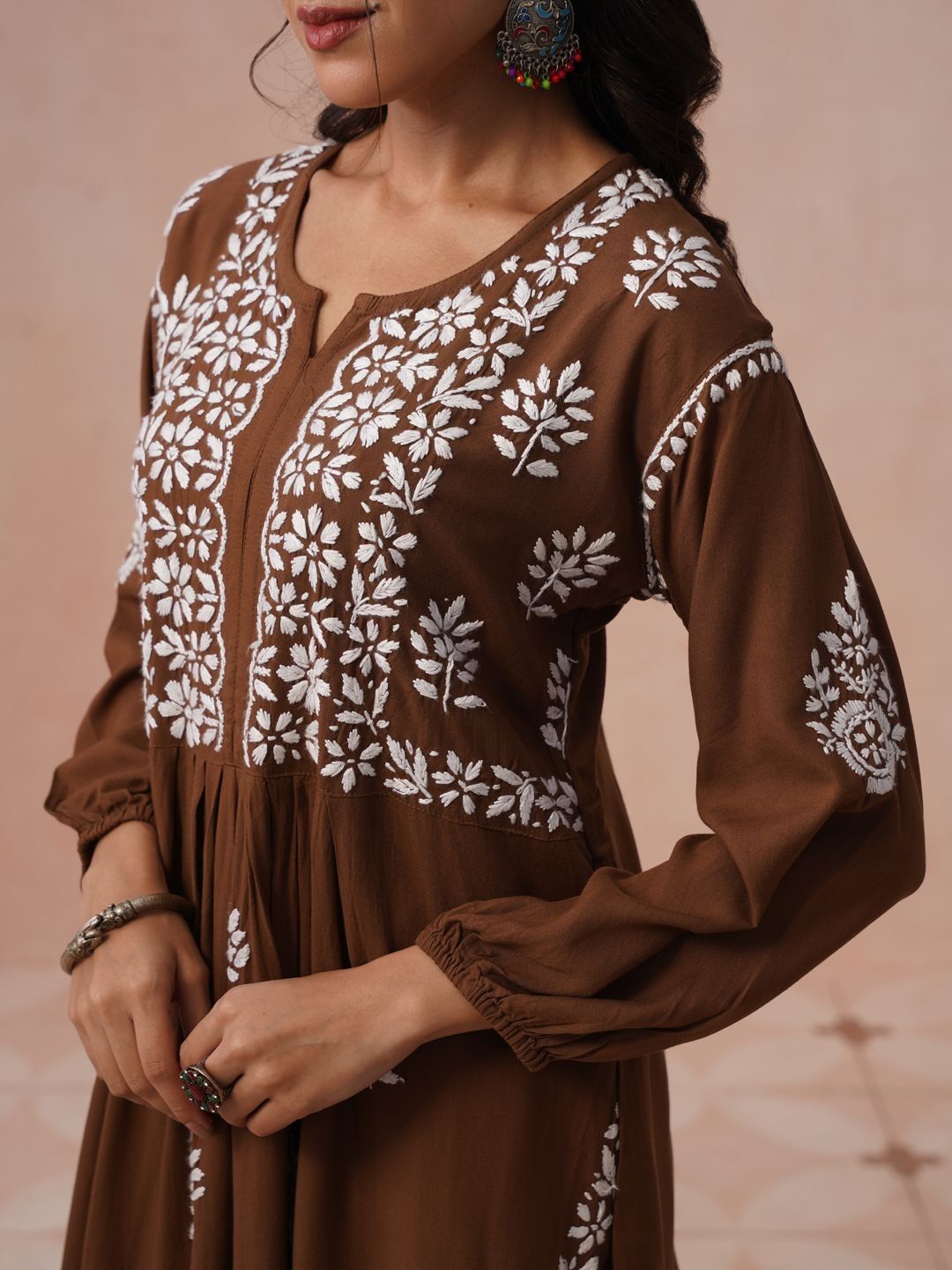 Rumah Chikankari Kurta Chikankari Biasa Wanita dengan Seluar