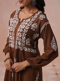 Rumah Chikankari Kurta Chikankari Biasa Wanita dengan Seluar