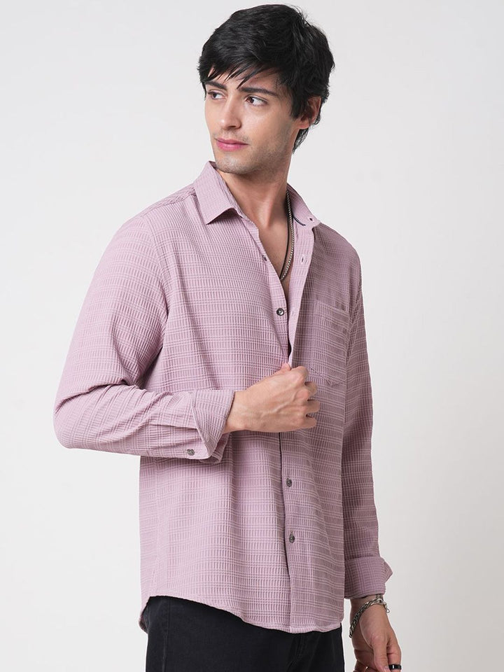 VASTRADO Men Classic Spread Collar Textured Slim Fit Casual Shirt