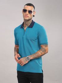 ADRO Men Solid Polo Collar Cotton T-shirt