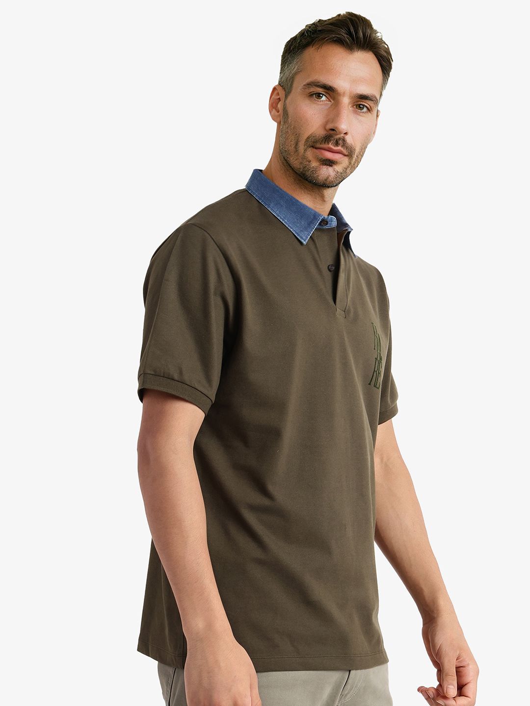 RARE RABBIT Men Solid Polo Collar Cotton T-shirt