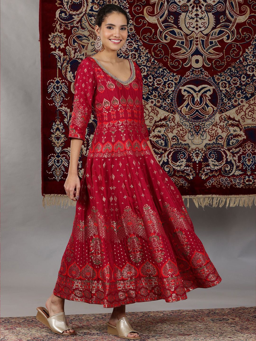 AURELIA Embroidered Fit & Flare Maxi Dress