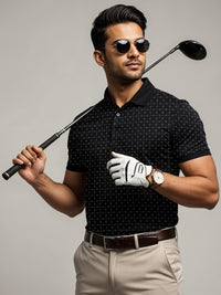 ADRO Men Black Cotton Tshirts